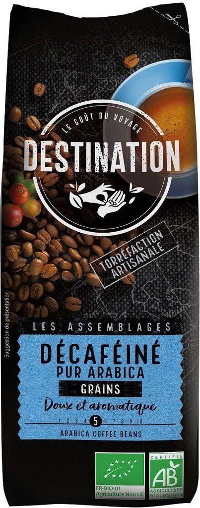 CAFFEINE-FREE ARABICA COFFEE BEANS 100% 250 g - DESTINATION