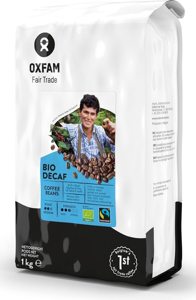 DECAF COFFEE BEANS ARABICA/ROBUSTA FAIR TRADE 1 kg - OXFAM