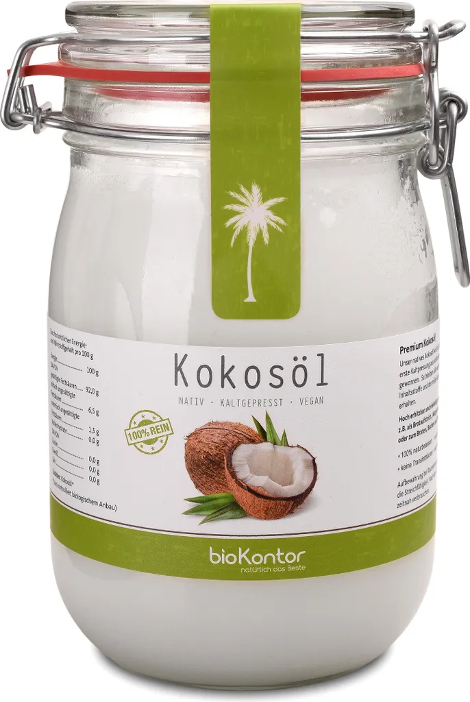 Kokosöl 1000 ml I nativ I Bügelglas I bioKontor