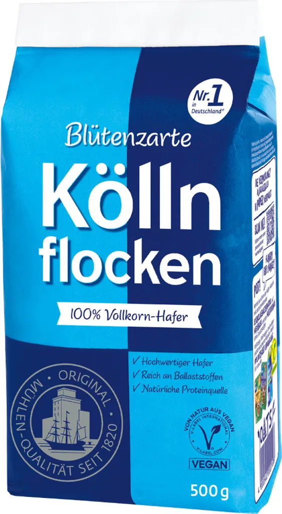 Kölln Blütenzarte Köllnflocken 100 Prozent Hafer Vollkorn 500g