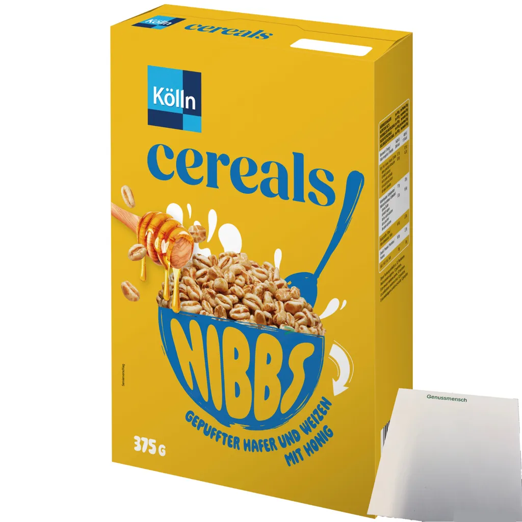 Kölln Cereals Nibbs Honig (375g Packung) + usy Block