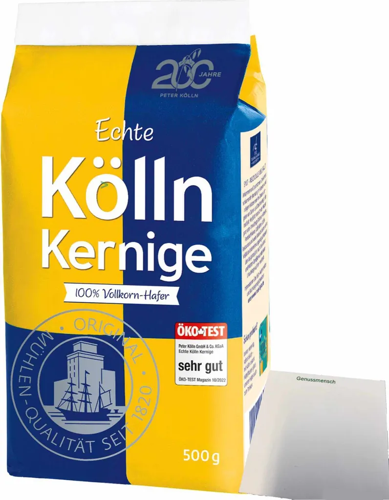 Kölln Echte Kernige Hafer-Vollkorn Haferflocken (500g Packung) + usy Block