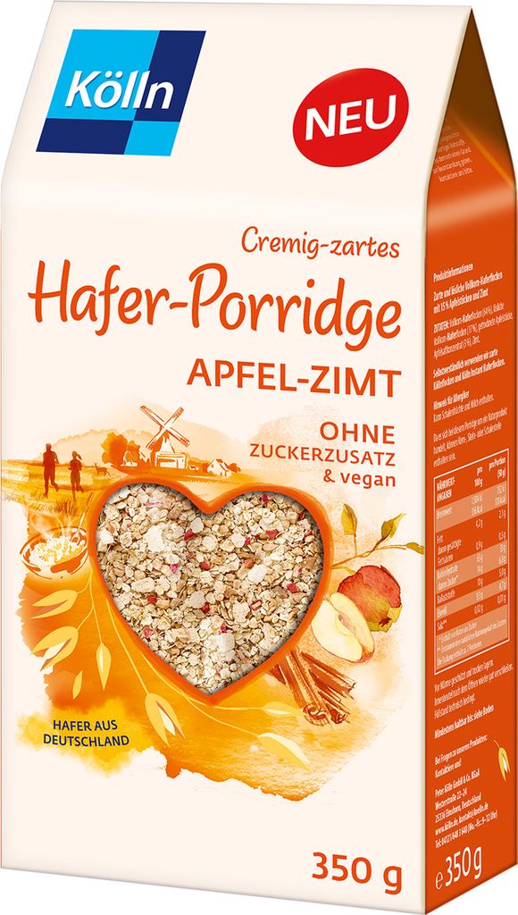 Kölln Hafer-Porridge Apfel-Zimt 6x350g Sparpaket