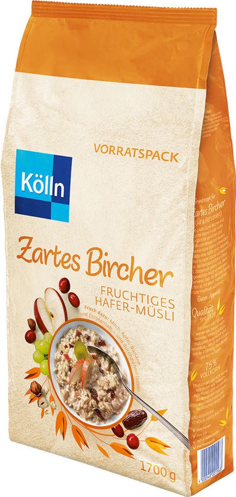 Kölln Müsli Bircher Frucht Grosspackung mit 4x1700g Sparpaket