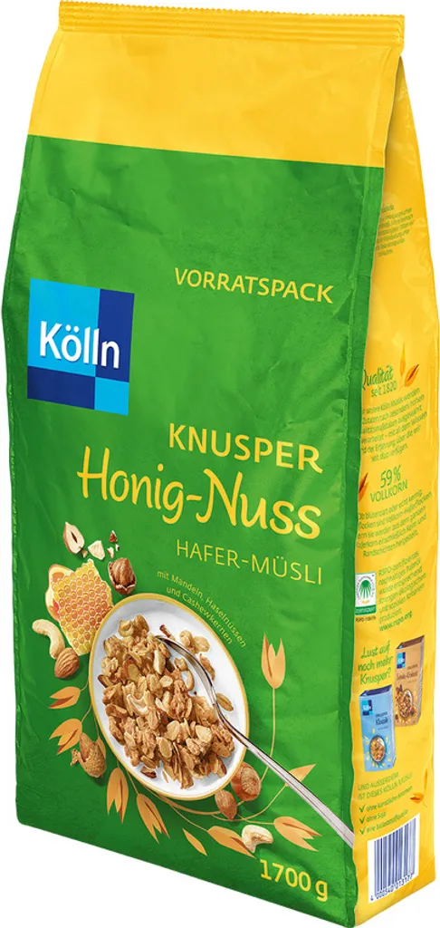 Kölln Müsli Knusper-Honig Nuss Grosspackung mit 4x1700g