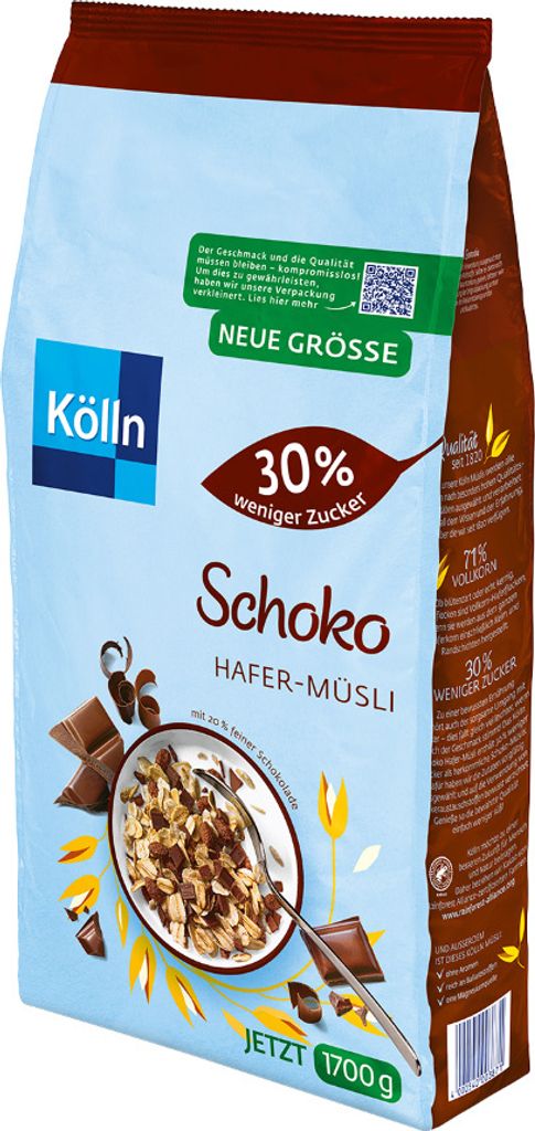 Kölln Müsli Schoko 30 % weniger Zucker Grosspackung mit 4x1700g