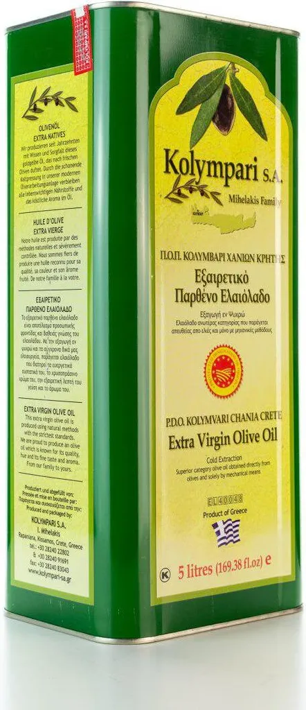 KOLYMPARI PDO 04038 Mihelakis Kolymvari Greek olive oil PDO 5 liter can of Kolymvari GU