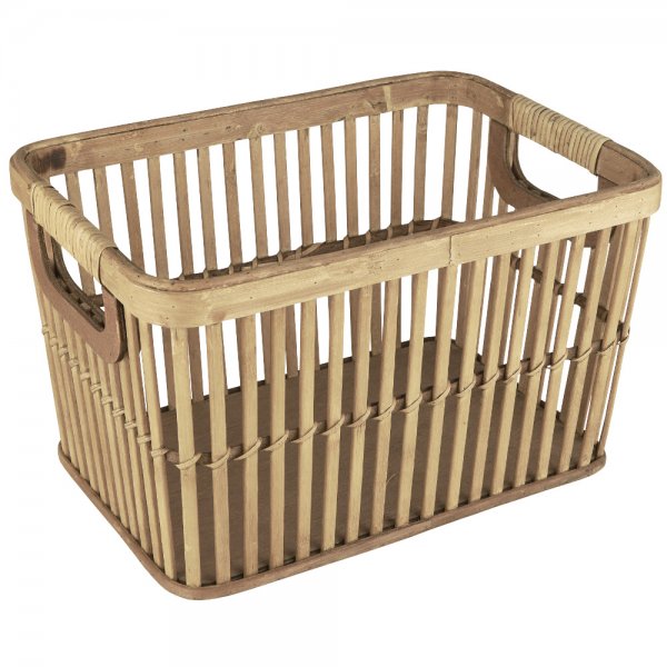 Basket with handles open weave bamboo Ib Laursen