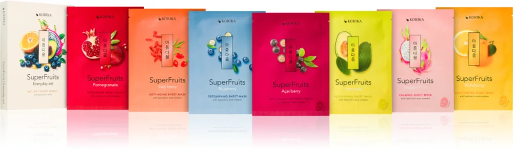 KORIKA SuperFruits Everyday Set of 7 Face Sheet Masks face mask set