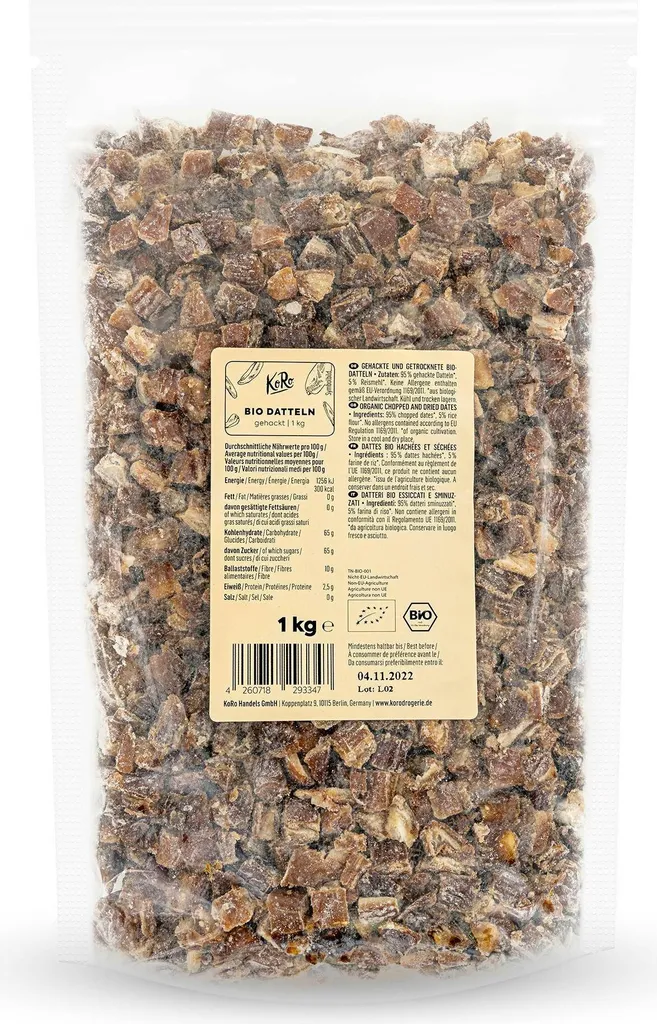 KoRo DATT_034, Tunisia, 300 kcal, 1256 kJ, 2.5 g, 65 g, 10 g
