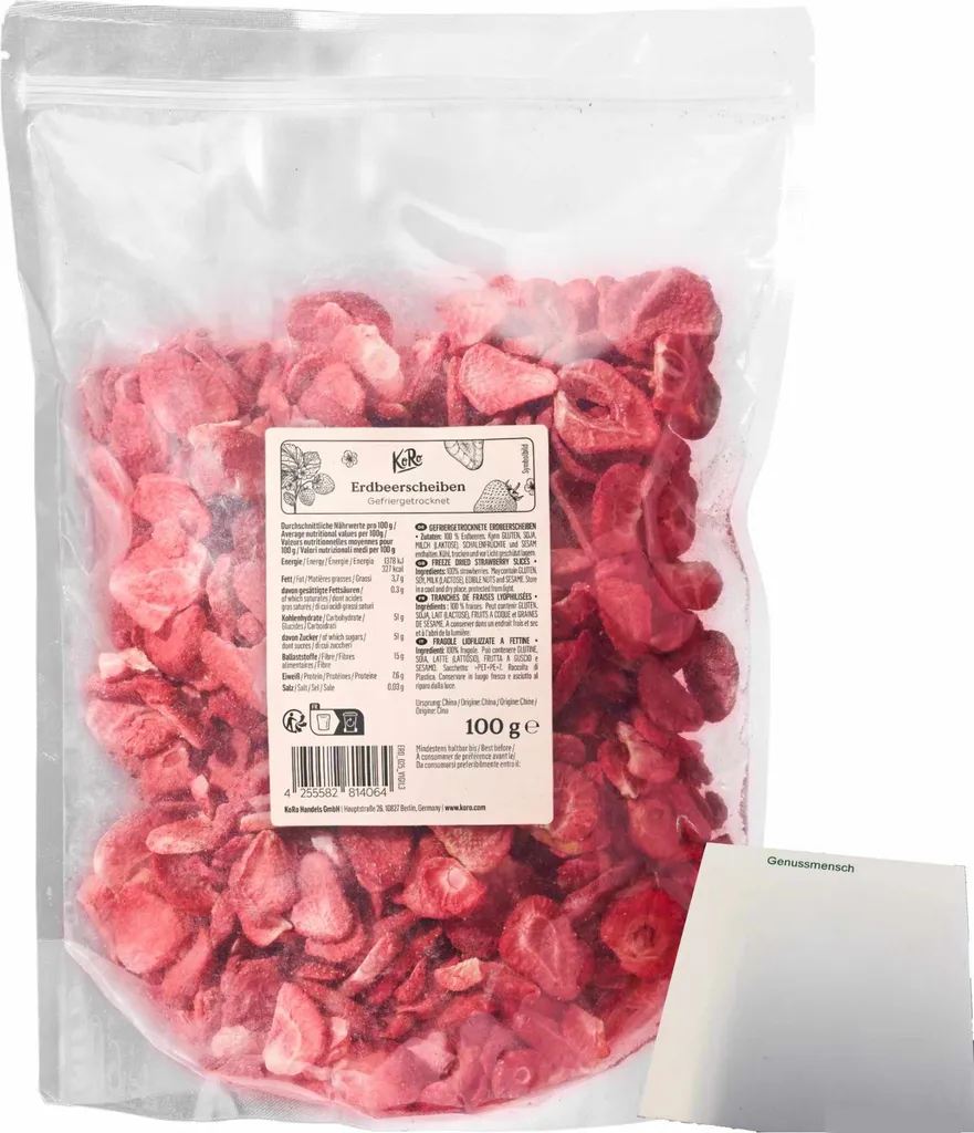 Koro Freeze-dried Strawberry Slices (100g pack) + usy Block