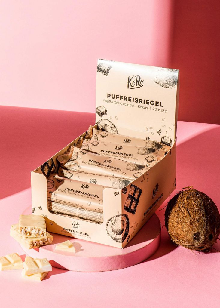 KoRo | Puffreisriegel in weißer Schokolade mit Kokos 20 x 18 g