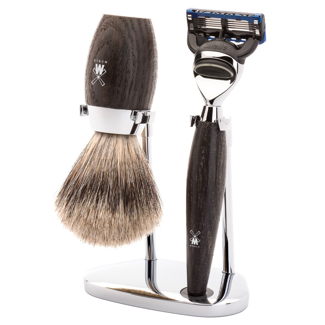 Muhle KOSKO 3-piece Shaving Set, Fine Badger Hair, with Gillette® Fusion™