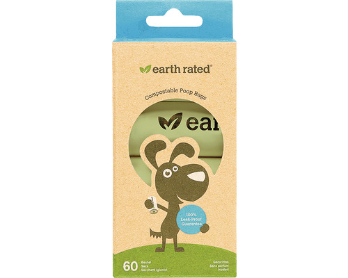 Poop bags earth rated 60 pieces compostable 23 x 33 cm