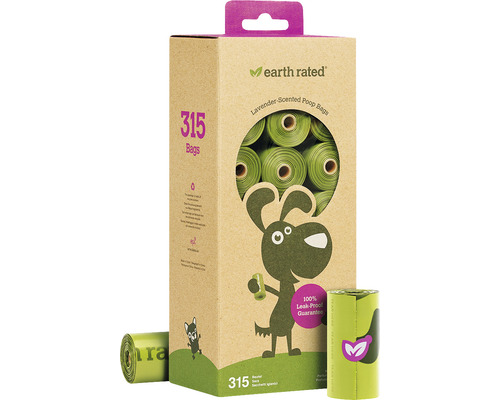 Poop bag refill pack earth rated 315 pieces scented lavender 20 x 33 cm