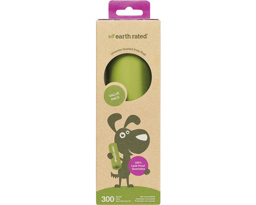 Poop bag dispenser box earth rated 300 pieces scented lavender 20 x 33 cm