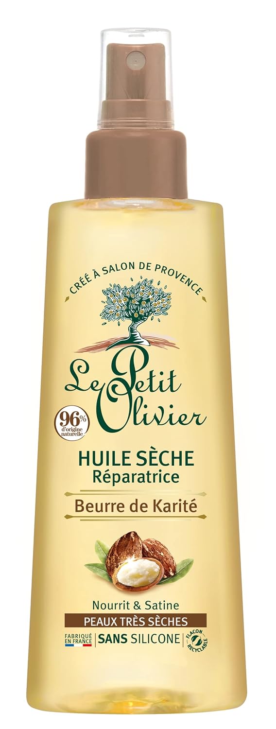 LE PETIT OLIVIER - Dry Repairing Oil - Shea Butter - Nourishes & Satins Skin - Very Dry Skin - 96% Natural Origin - Silicone Free - 150ml