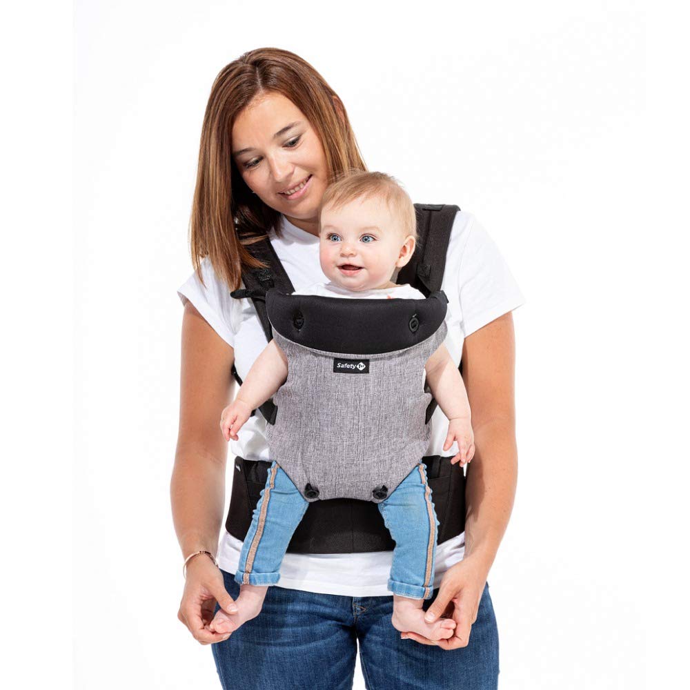 Safety 1st Go4 Baby Carrier, Ergonomic Belly Carrier for Babies and Toddlers, Usable from Birth to Approx. 15 Months (Approx. 3.5 - 12 kg), Padded and Adjustable Size, Black Chic