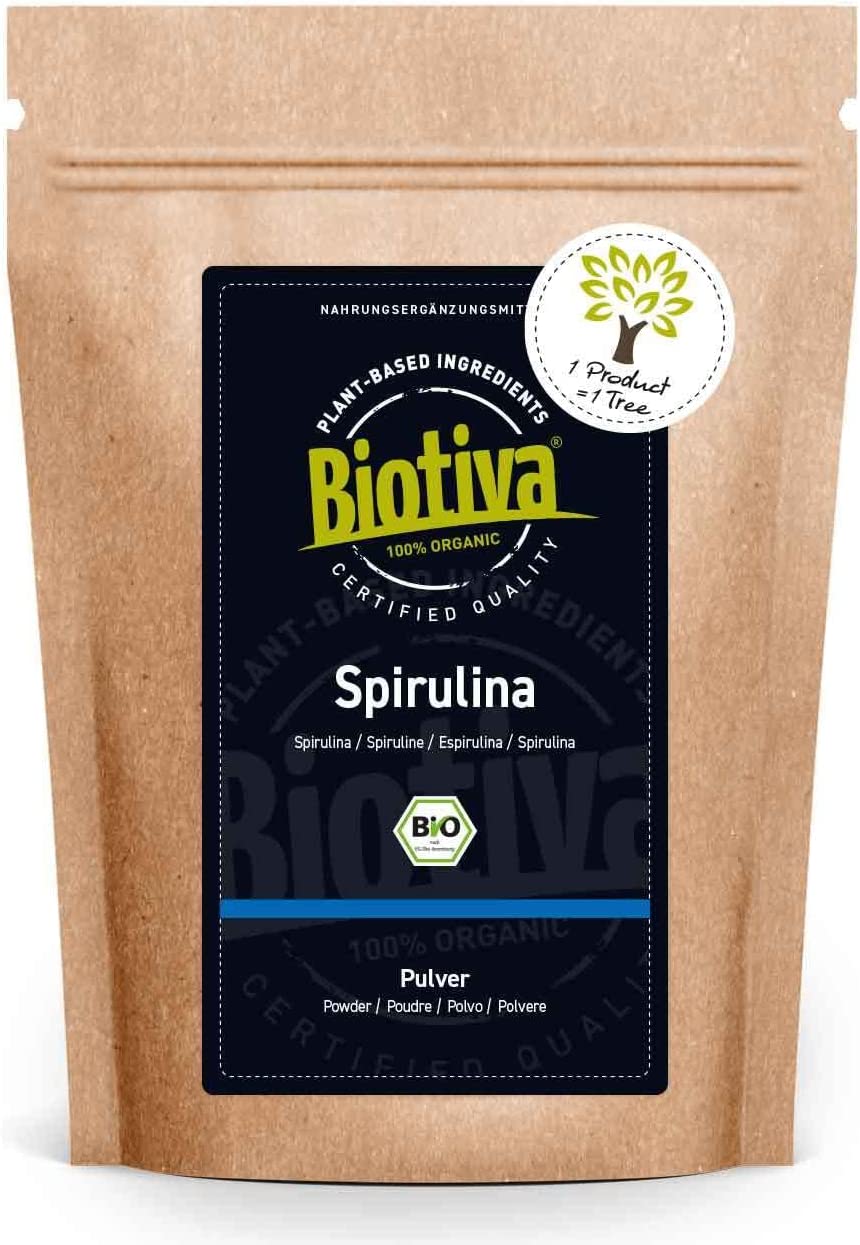 Biotiva Spirulina Powder Organic 500 g - Blue Algae - Algae Powder - Bottled and Controlled in Germany (DE-Öko-005)