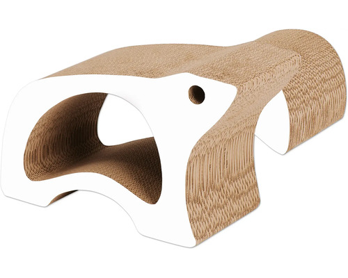 Catit Zoo Scratcher scratching board, polar bear, 2-in-1, ribbed animal-shaped scratching board approx. 46 x 22 x 30 cm white, brown cardboard