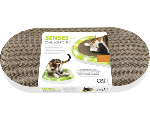 Scratching board Catit Senses 2.0 Oval Scratcher cardboard, white / brown approx. 24 x 49 x 3.5 cm