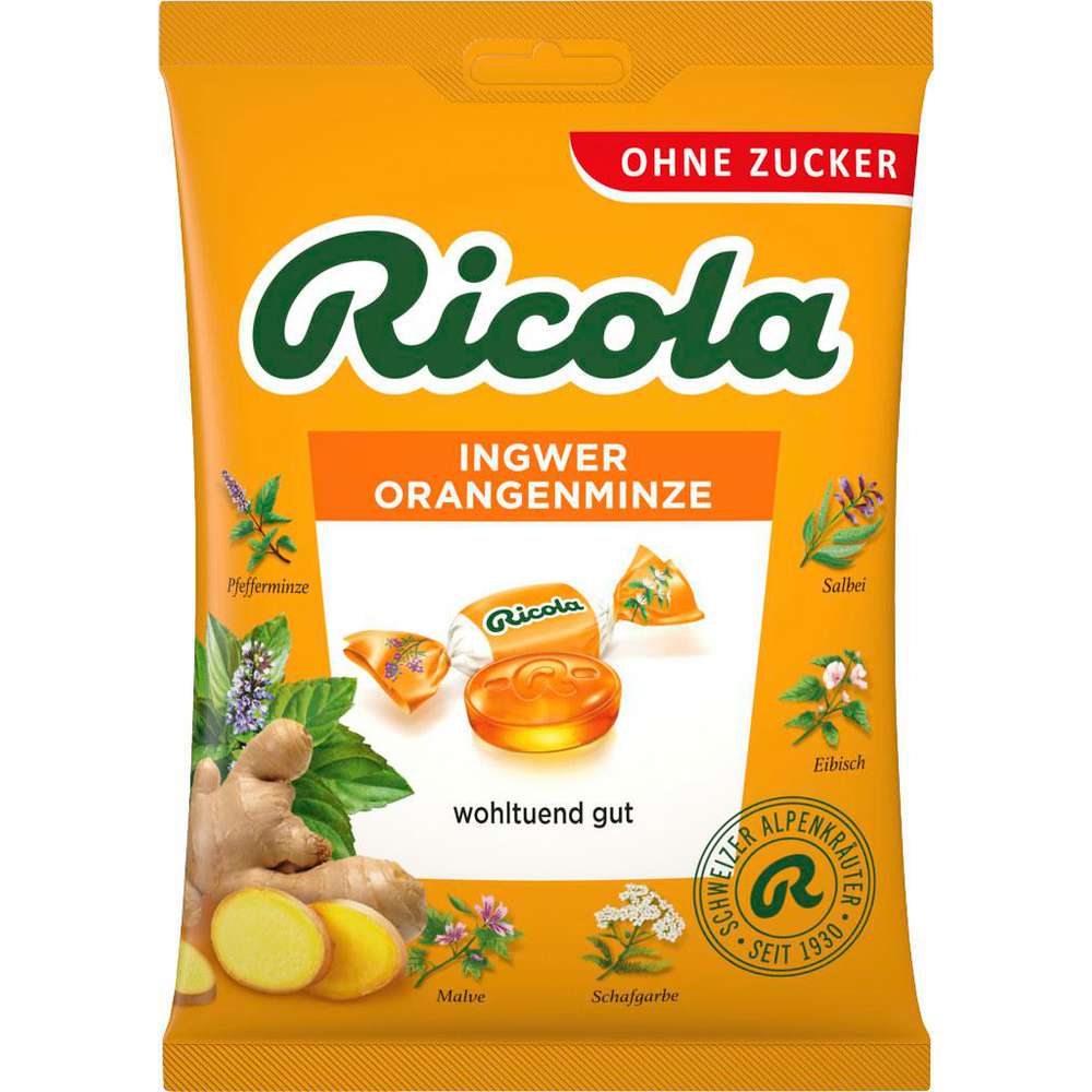 Herbal sweets, ginger orange mint, sugar-free