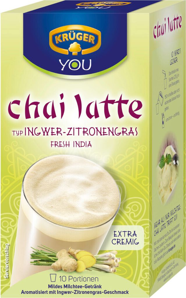 Krüger Chai Latte Typ Ingwer Zitronengras Fresh India 4er Pack