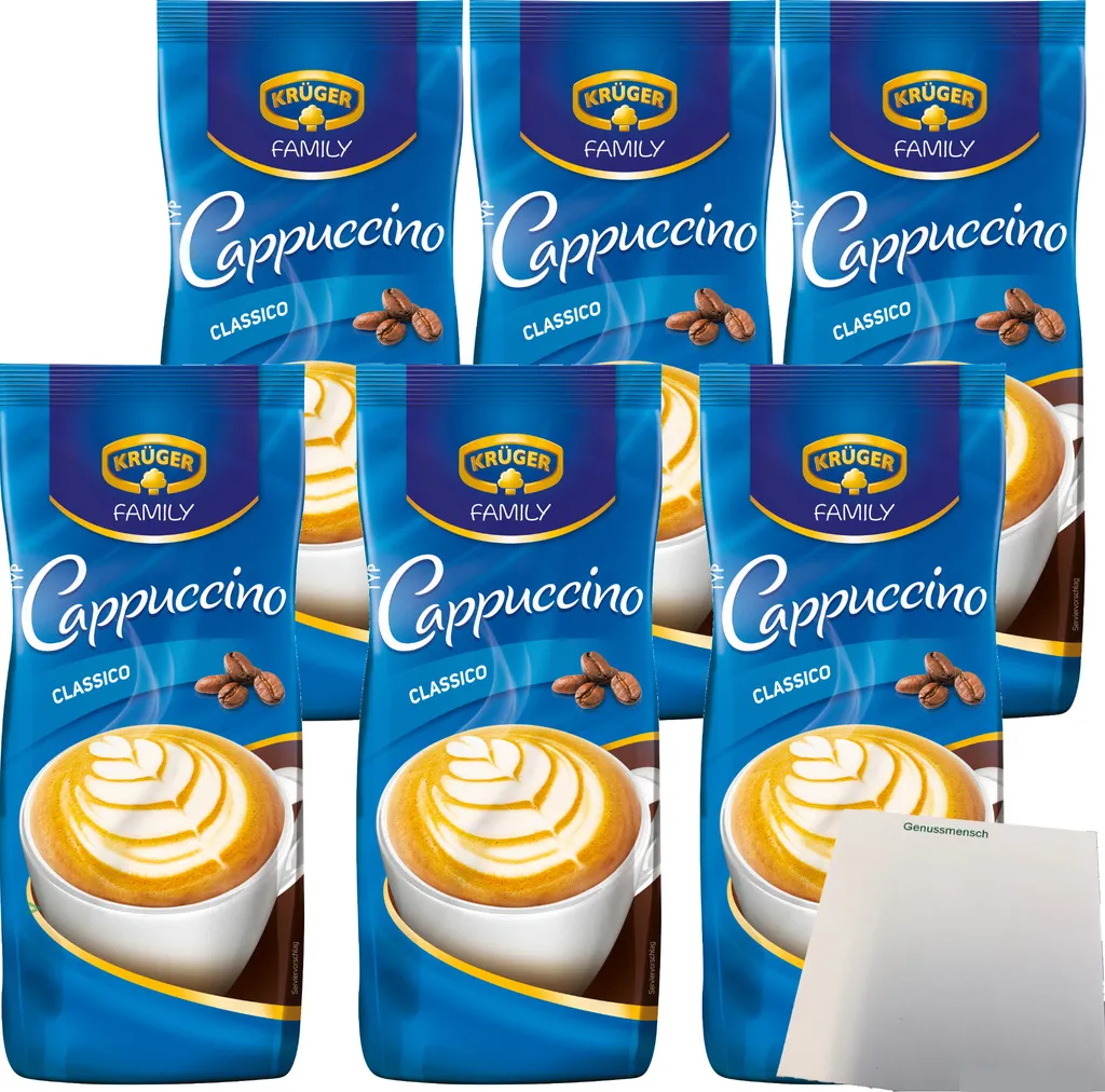 Krüger Family Cappuccino Classico 6er Pack (6x 500g Beutel) + usy Block