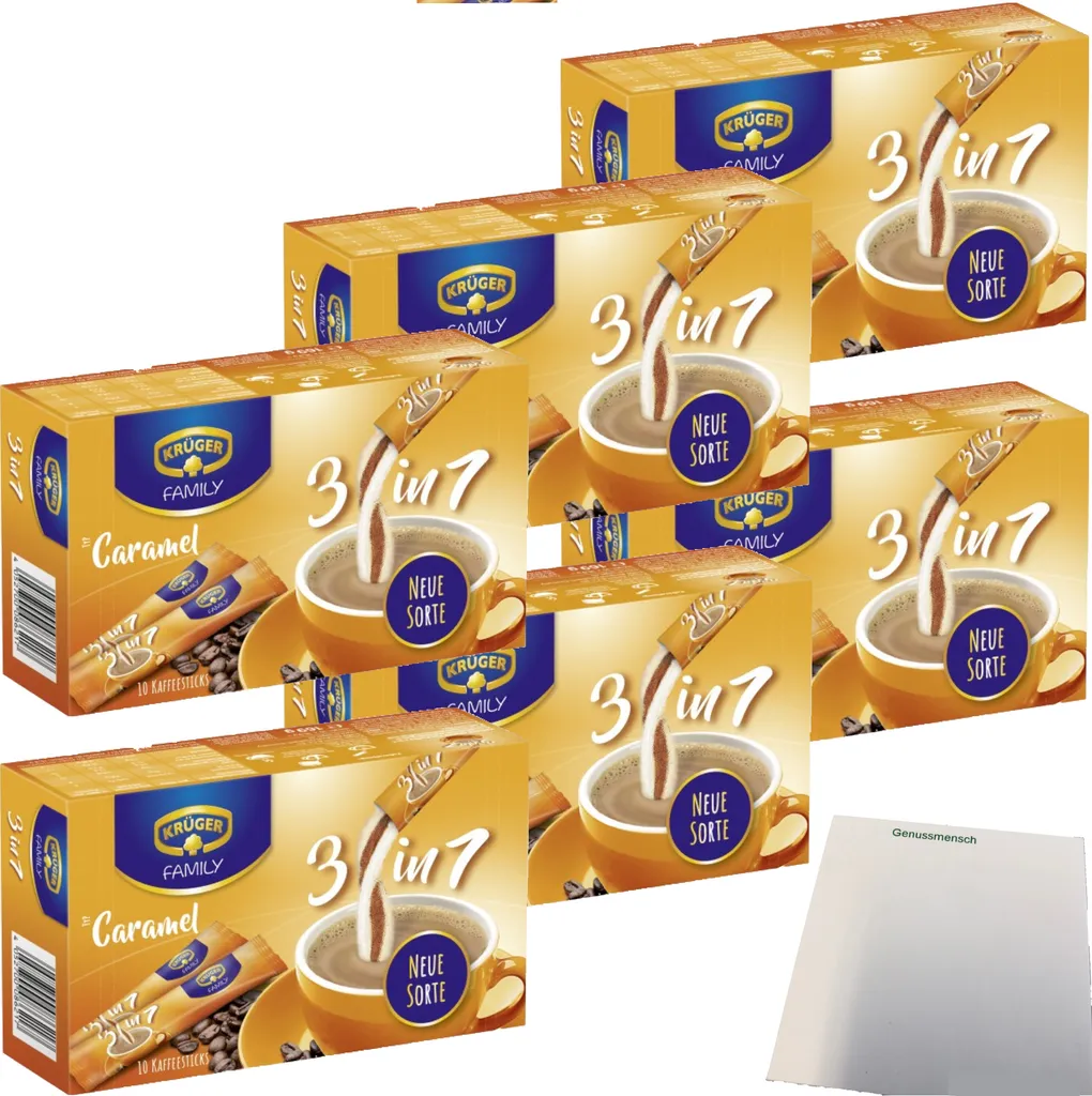 Krüger Family Coffee Sticks 3in1 Caramel 6-pack (6x169g pack) + usy Block