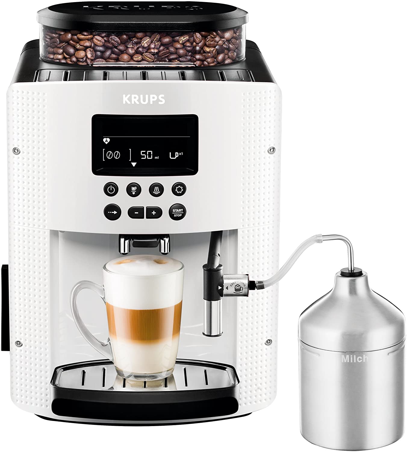 KRUPS Automatic Coffee Machine 1.8 l 15 bar, AutoCappuccino System) LC Display white