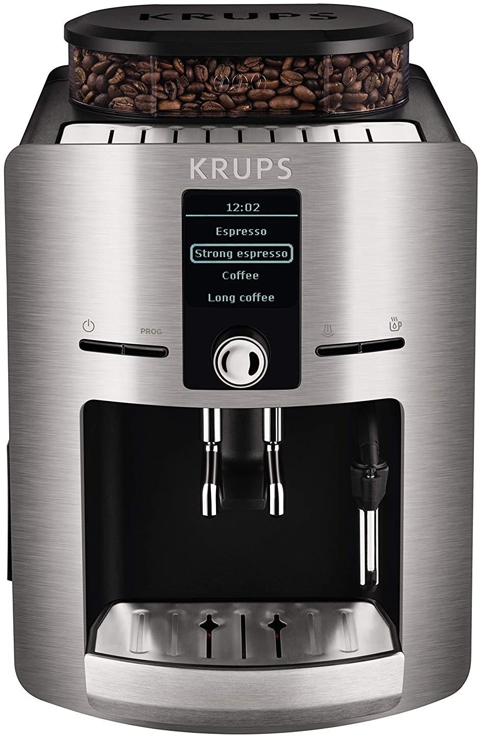 Krups EA826E (article number: EA826E10) Coffee machine (1450 watts, 1.8 liters, 15 bar, LC display, Cappuccinatore) aluminum