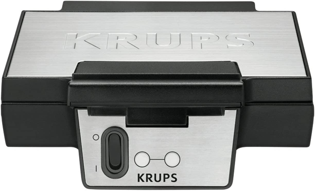 Krups FDK 251 Waffle Iron, 850 Watt for Belgian Waffles, Black - Stainless Steel, Single