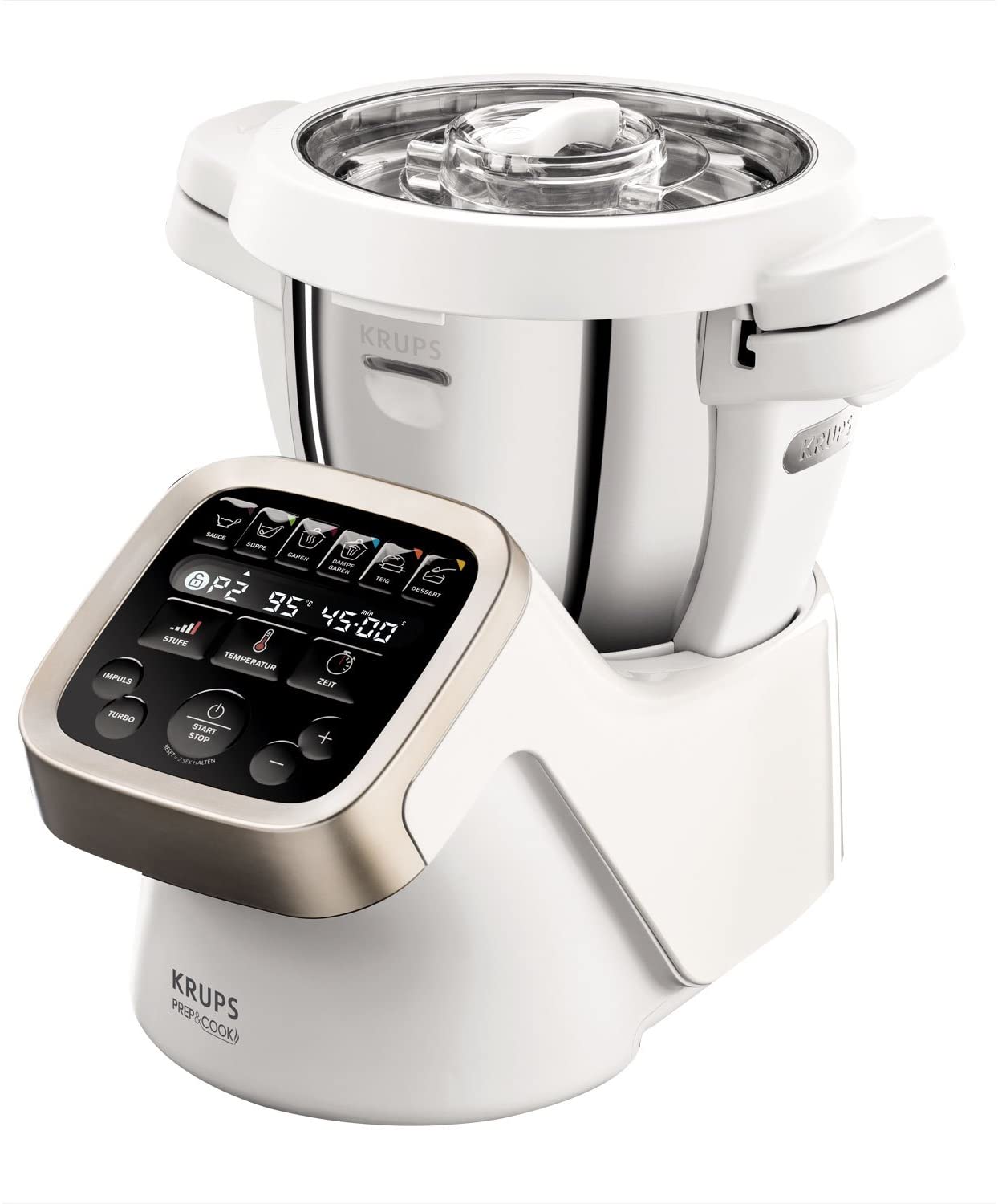 Multifunction food processor Krups Prep & Cook HP5031 | 1550 W | up to 12,000 rpm with cooking function White / stainless steel