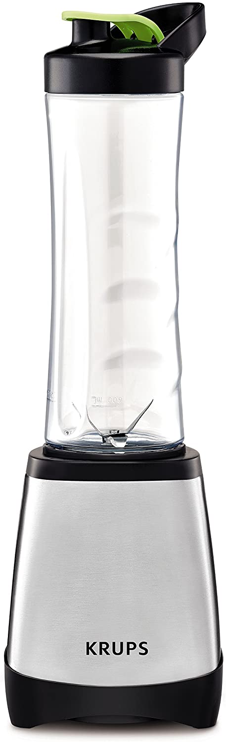 Krups KB203D Perfect Mix Blender Smoothie to Go 2000, 0.6 Litre, 300 Watt, Brushed Stainless Steel/Black
