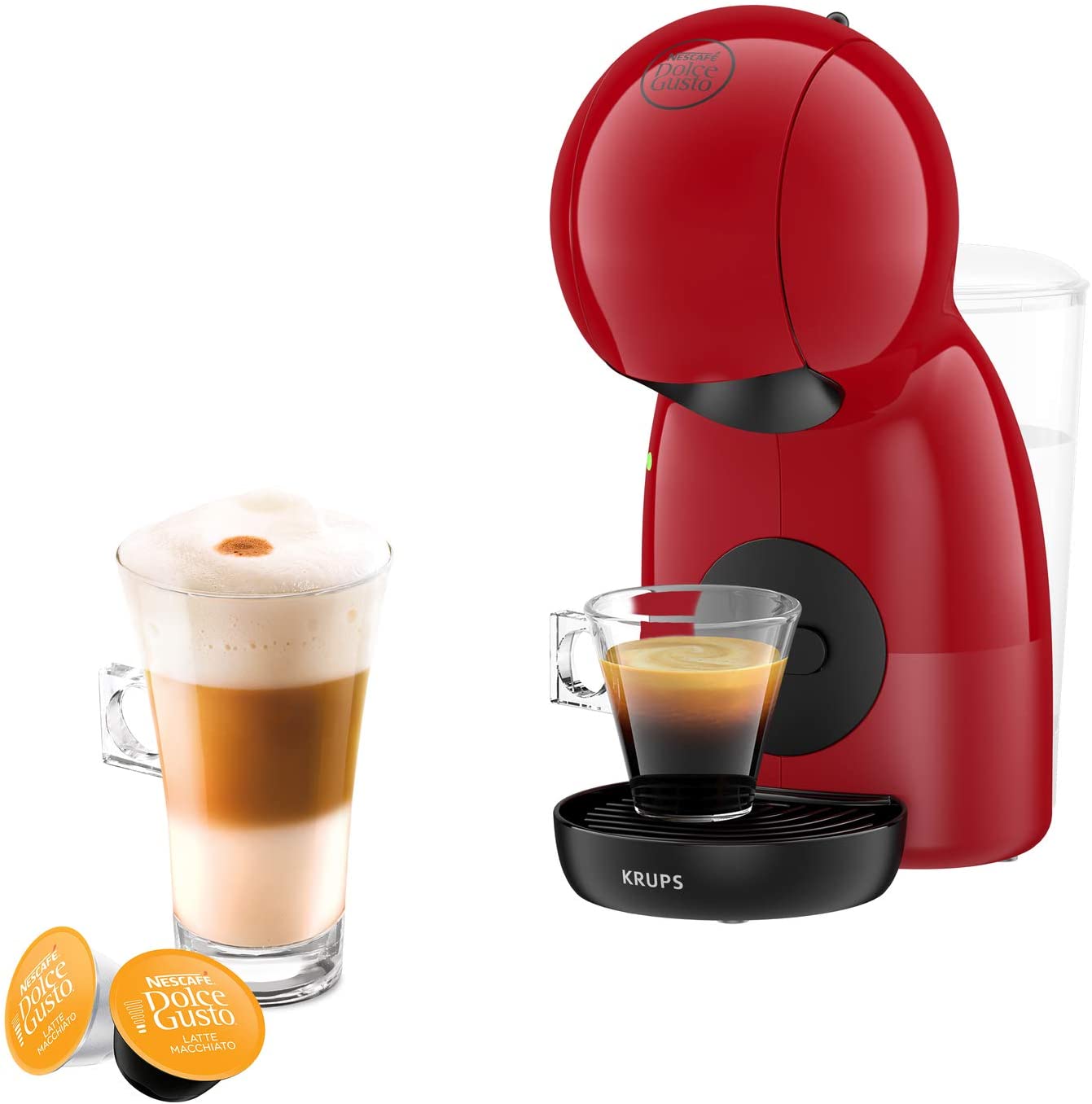 Krups Nescafé Dolce Gusto Piccolo XS, Capsule Coffee Maker, Hot And Cold Drinks, 15 Bar Pump Pressure, Manual Water Dosage, Coffee Machine, red