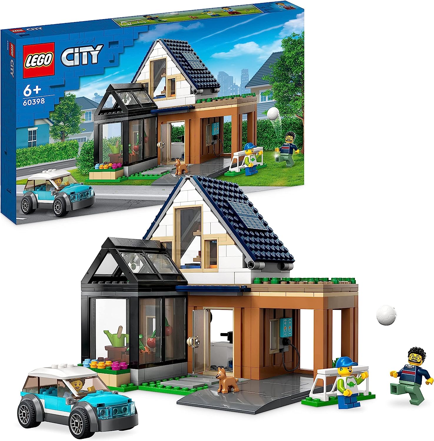 LEGO 60398 City Family House with Electric Car, Dollhouse Set with Toy Car and Accessories, Building With Modules, Modular Building Toy for Children from 6 Years