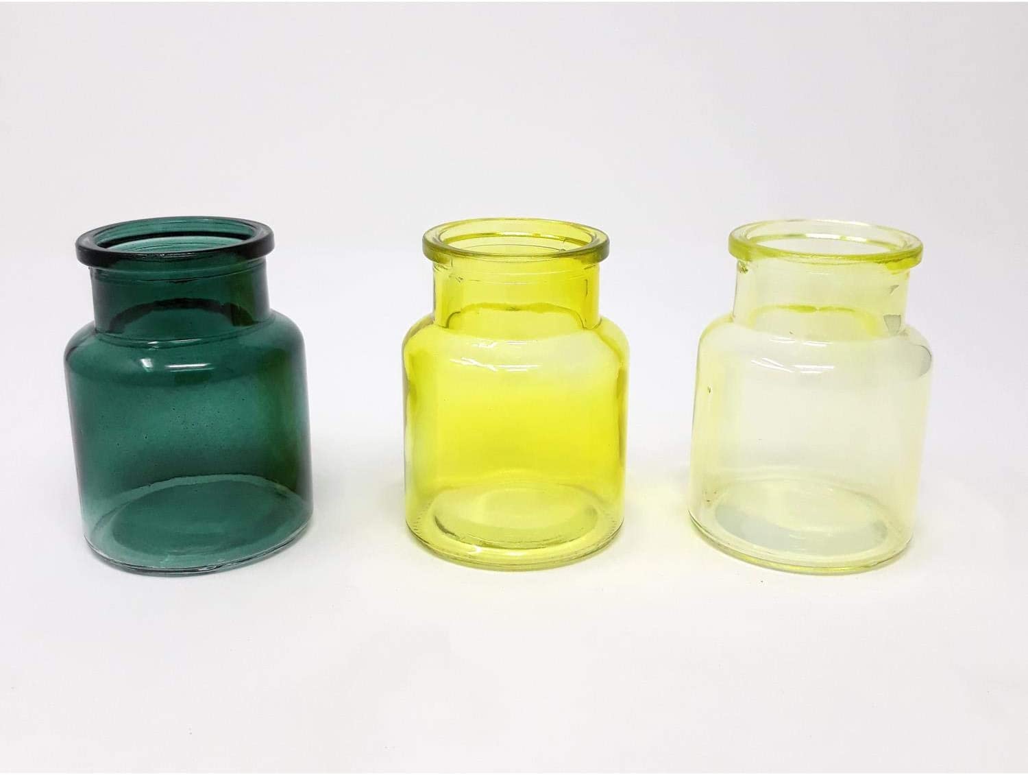 Sandra Rich GmbH glass vase bottle balanced. 3 small bottles approx. 7.5 x 5.5 cm. Petrol Light Green 1166-8-51