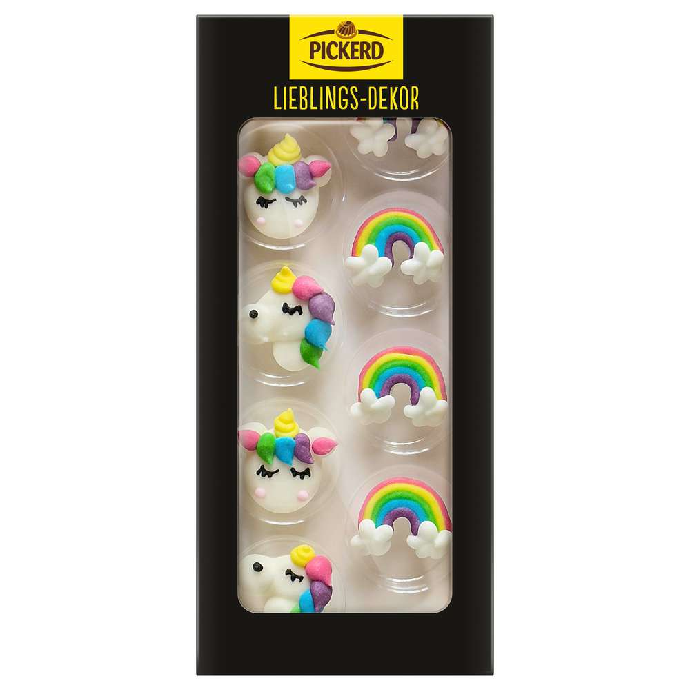 Cake decorations, sugar unicorns & rainbows
