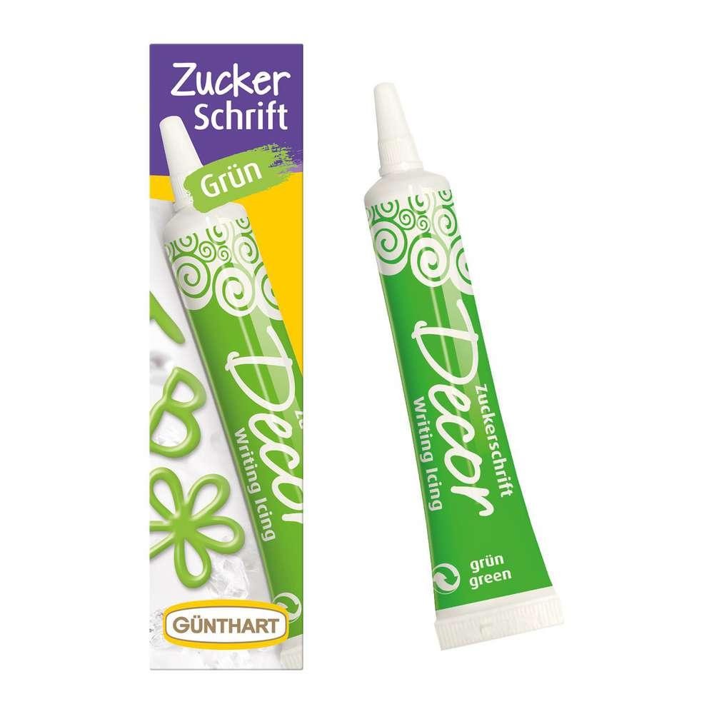 Cake decoration sugar writing green