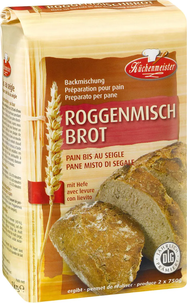 Küchenmeister baking mix rye bread 1kg for two loaves of 750g each