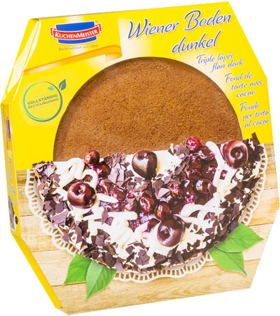 KuchenMeister Viennese cake bases dark three individual layers airy 400g