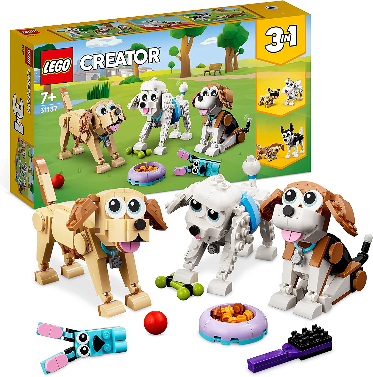LEGO 31137 Creator 3-in-1 Cute Dog Easter Gift Set With Dachshund, Pug, Poodle Animal Figures and More, Easter Decoration Toy for Children from 7 Years, Gift Idea for Dog Lovers at Easter 2023