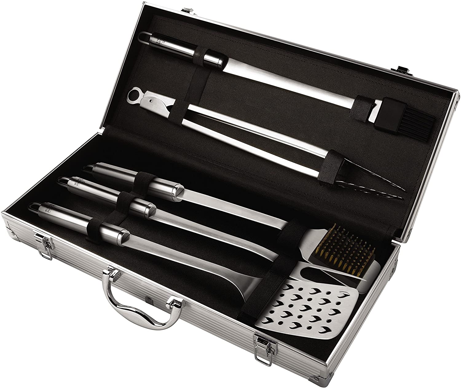 Kuhn Rikon 27915 BBQ Set with Case, Stainless Steel, Silver, 4 x 4 x 15 cm/5 Units