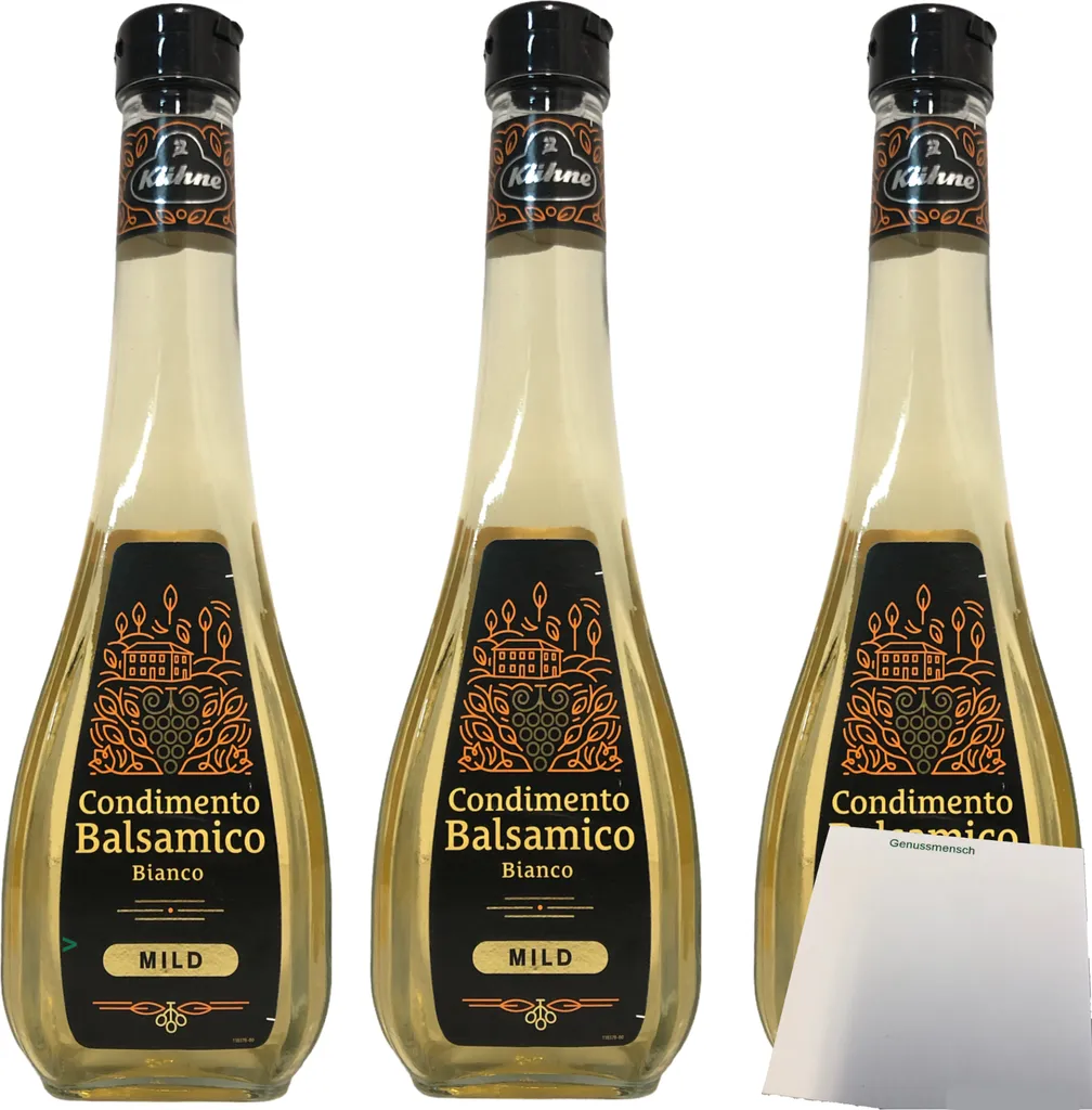 Kühne Vinegar Condimento Balsamico Bianco white balsamic vinegar mild 3-pack (3x500ml bottle) + usy block