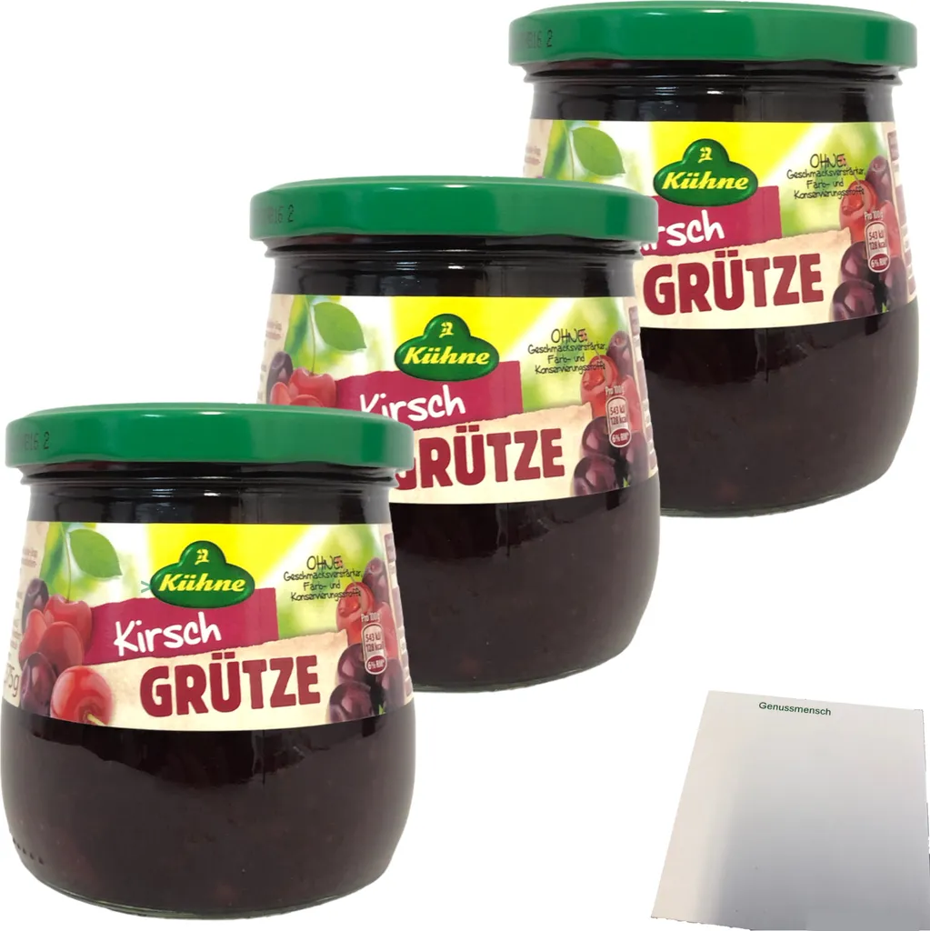 Kühne Red Cherry Compote 3-pack (3x375g jar) + usy block