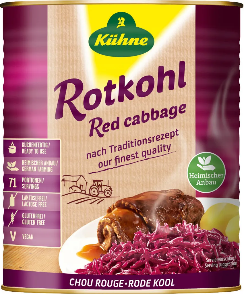 Kühne Red Cabbage The Original ready to cook Drained weight 9200g
