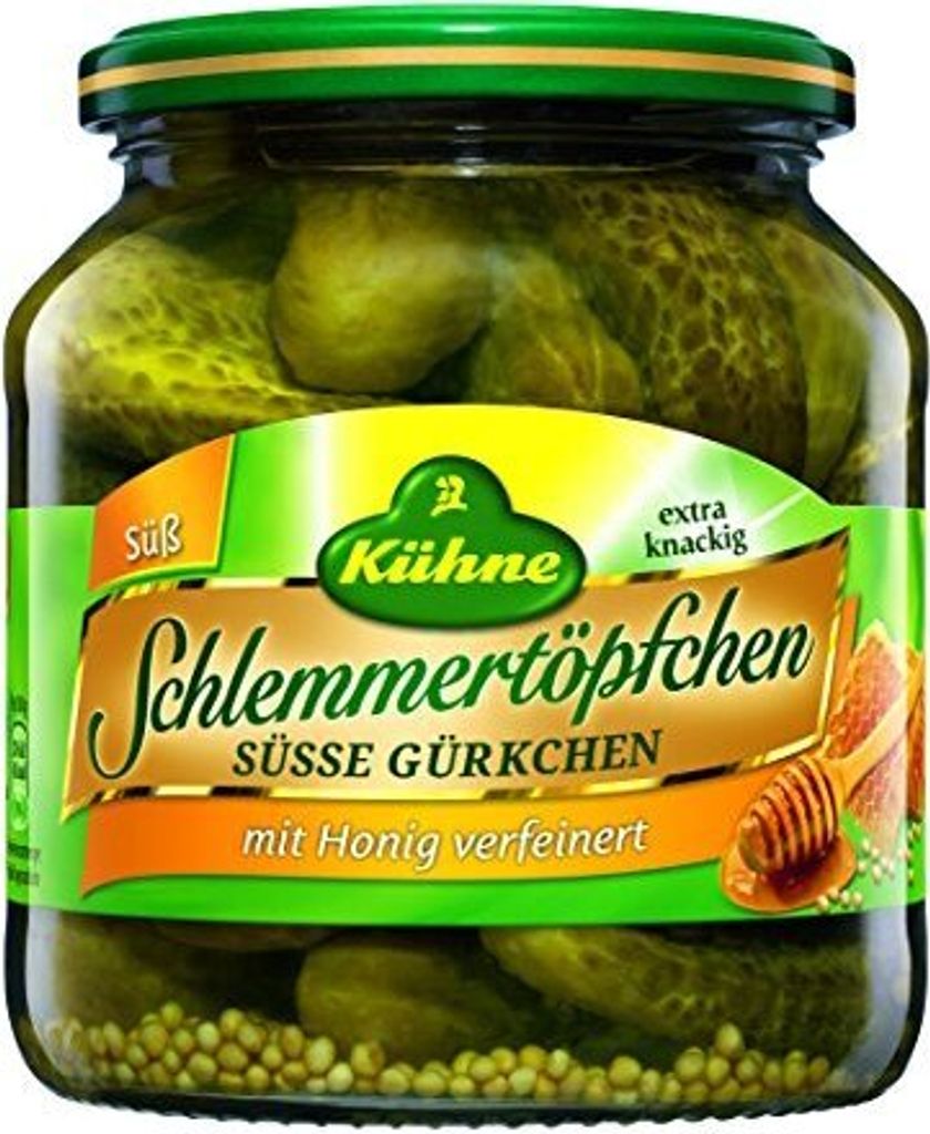 Kühne Schlemmertöpfchen Sweet Gherkins with Honey 530g 6-pack