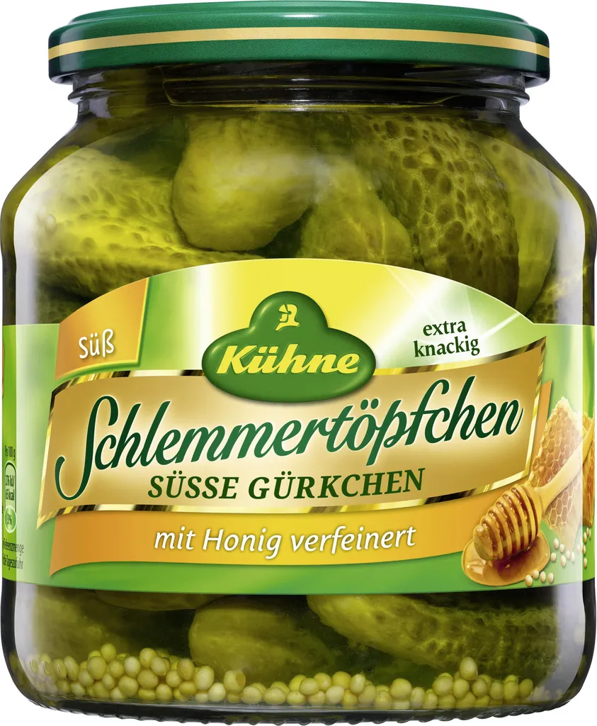 Kühne Schlemmertöpfchen Sweet gherkins refined with honey 530g
