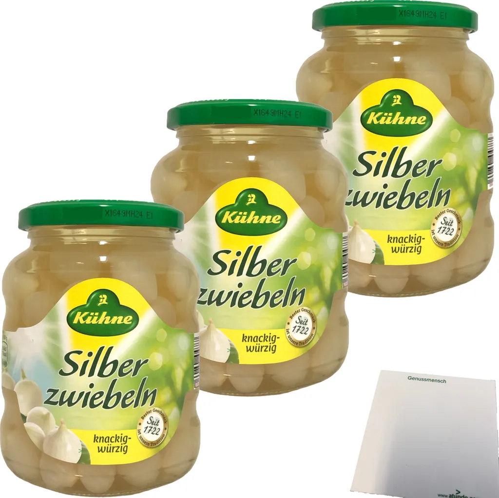 Kühne pearl onions in spicy infusion 3-pack (3x330g jar) + usy block