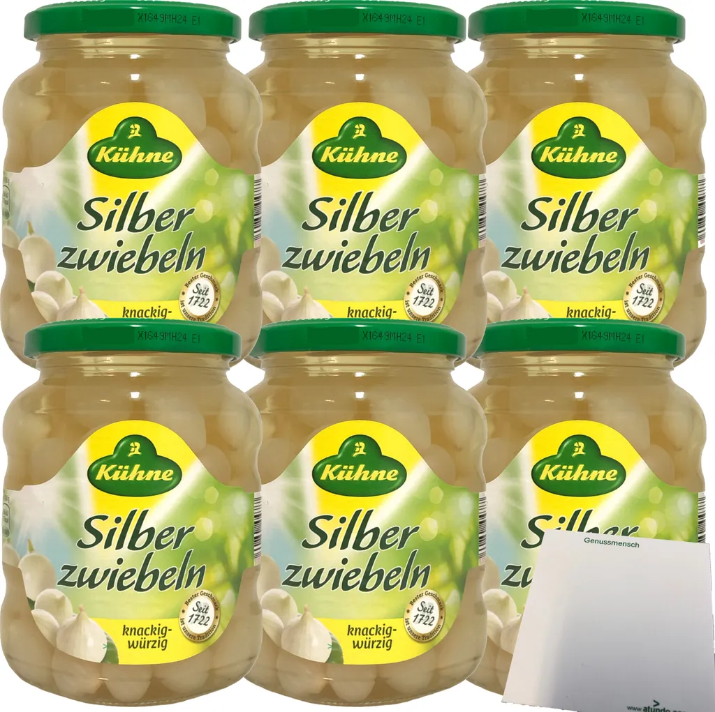 Kühne pearl onions in spicy infusion 6-pack (6x330g jar) + usy block